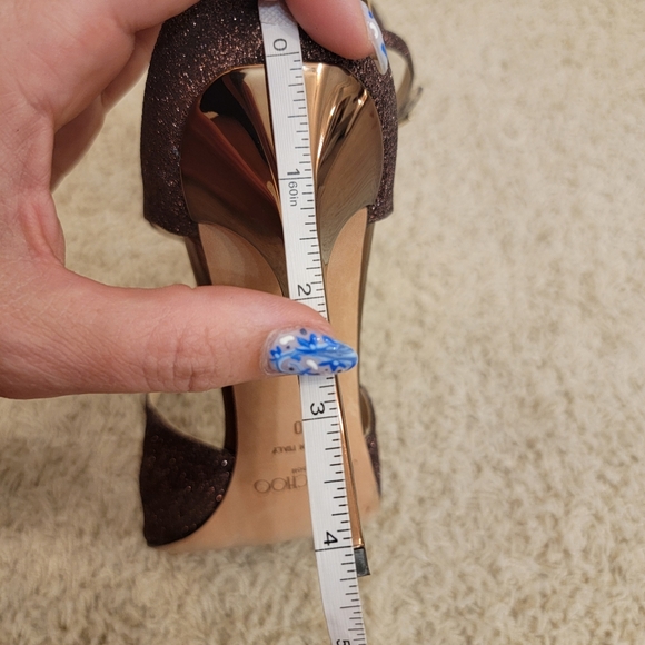 Jimmy Choo Bronze Paloma Lang 110 Glitter Sandals Size 10 - Picture 13 of 15